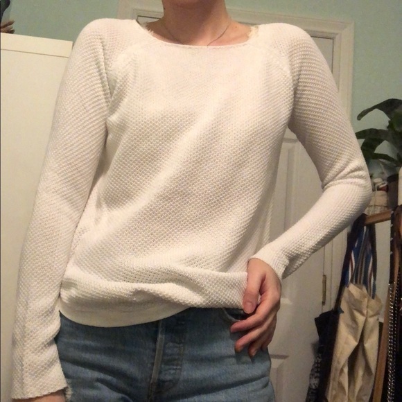 PROPAGANDA White Waffle Pullover Sweater - Picture 1 of 6